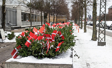 У посольства США в Копенгагене разместили несколько сотен датских флагов