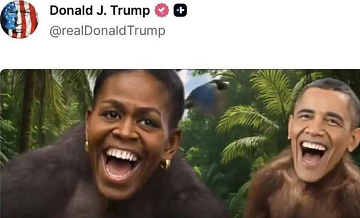 Трамп выложил видео с обезьянами с лицами Обамы и его жены