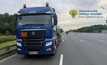 Грузовик задавил лося на МКАД